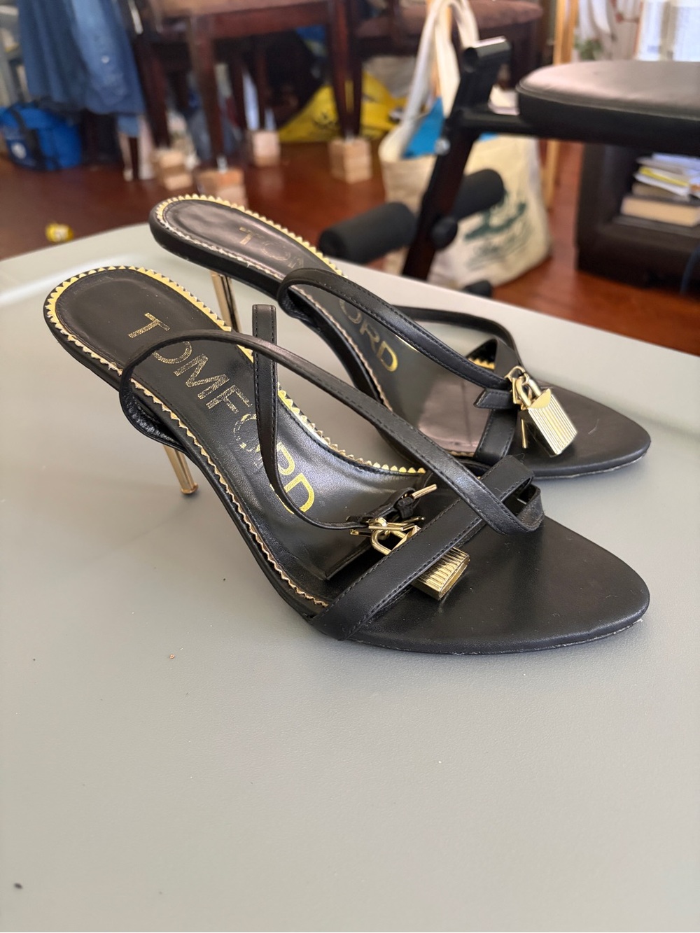 Tom Ford Padlock Pointy Naked Heeled Sandals Size 39